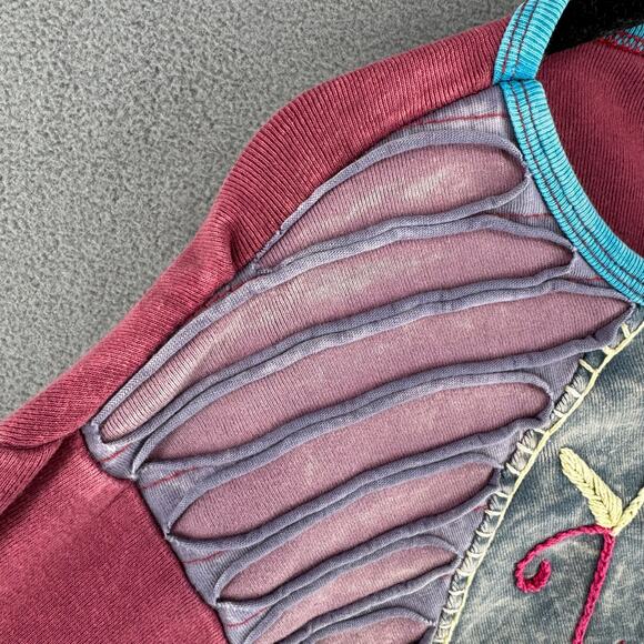 Vintage 90s Y2K Nepal? Embroidered Bohemian Long Sleeve Top No Tags M/L? - Picture 5 of 9